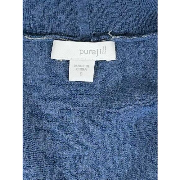 PureJill J Jill Artisanal Jacquard Cardigan Sweater Small Open Front Blue Gray - Picture 4 of 9